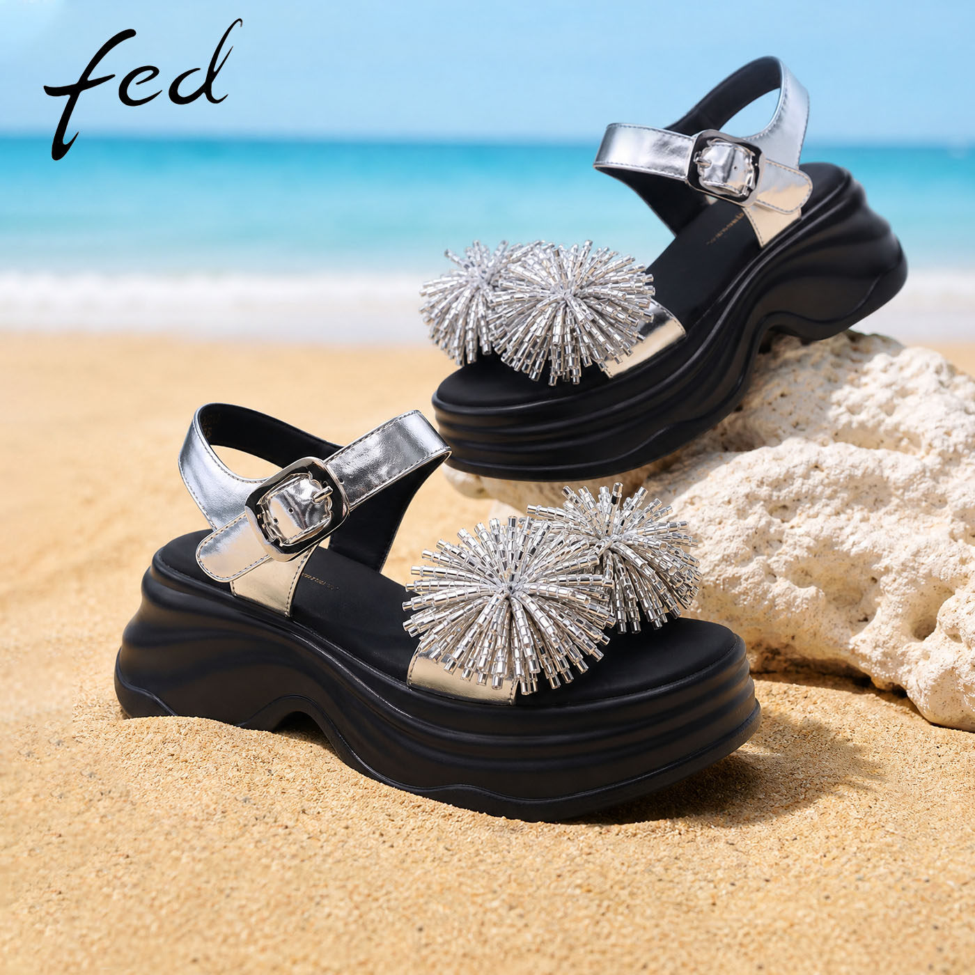 fed厚底凉鞋女夏季新款女鞋