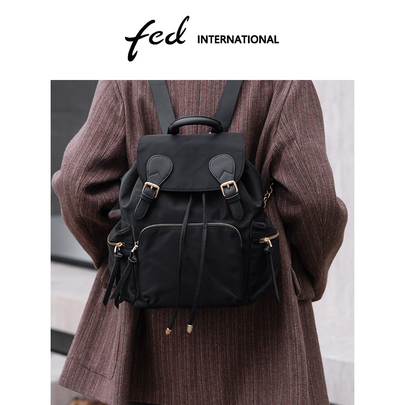 fed女款防水通勤旅行双肩包