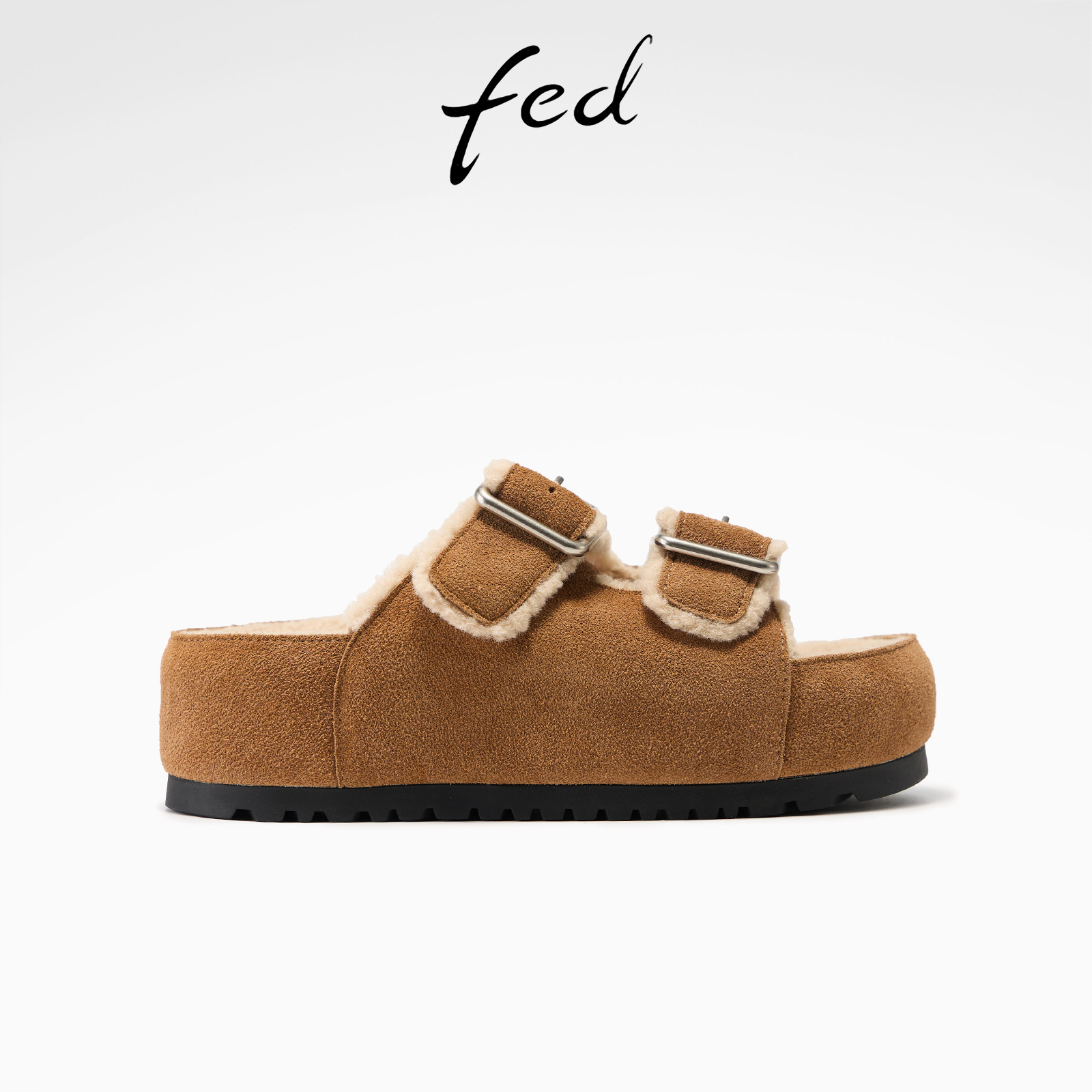 fed复古勃肯拖冬季新款女鞋加厚拖鞋厚底毛毛拖女款S1022-ZCA291
