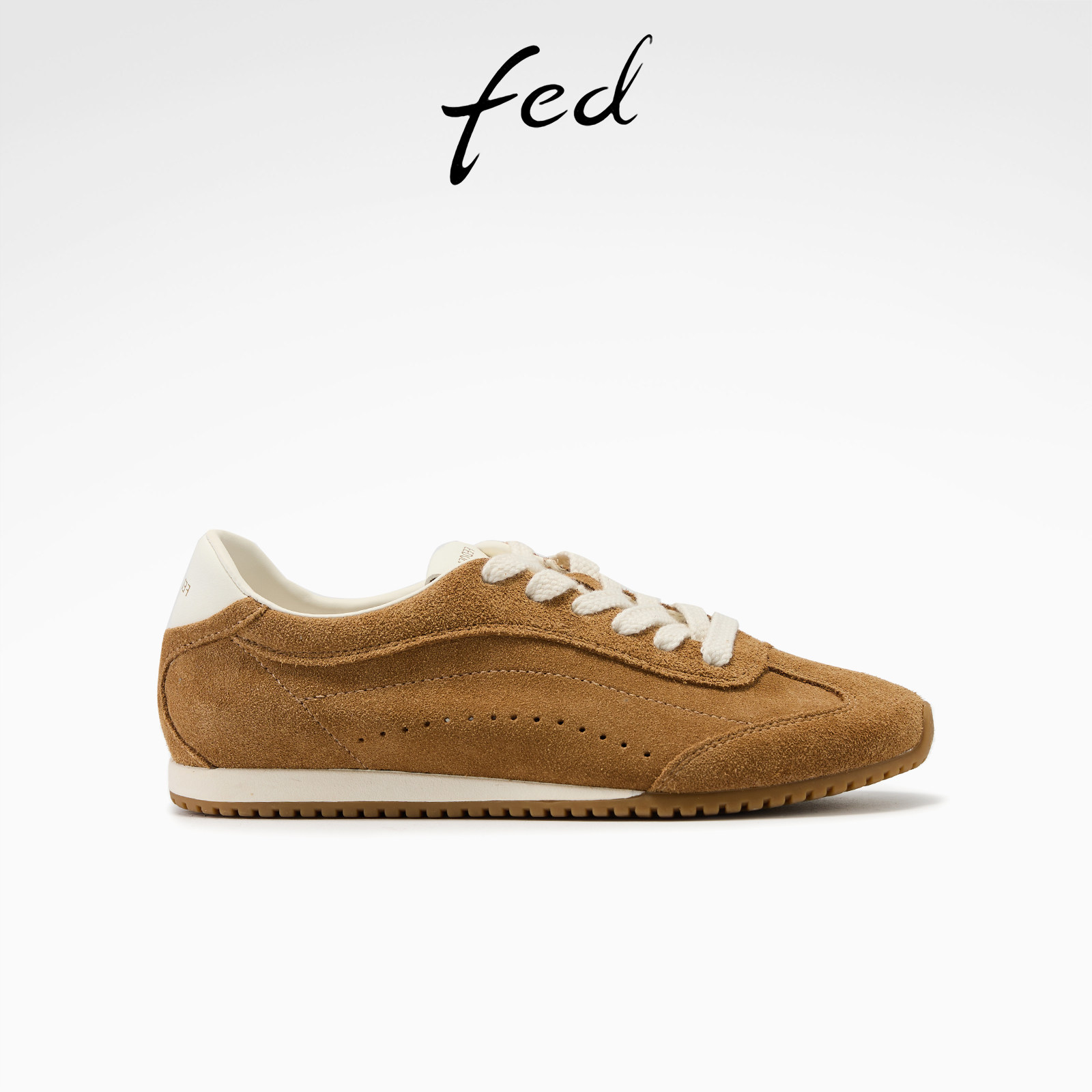 fed焦糖棕翻毛皮复古德训鞋女