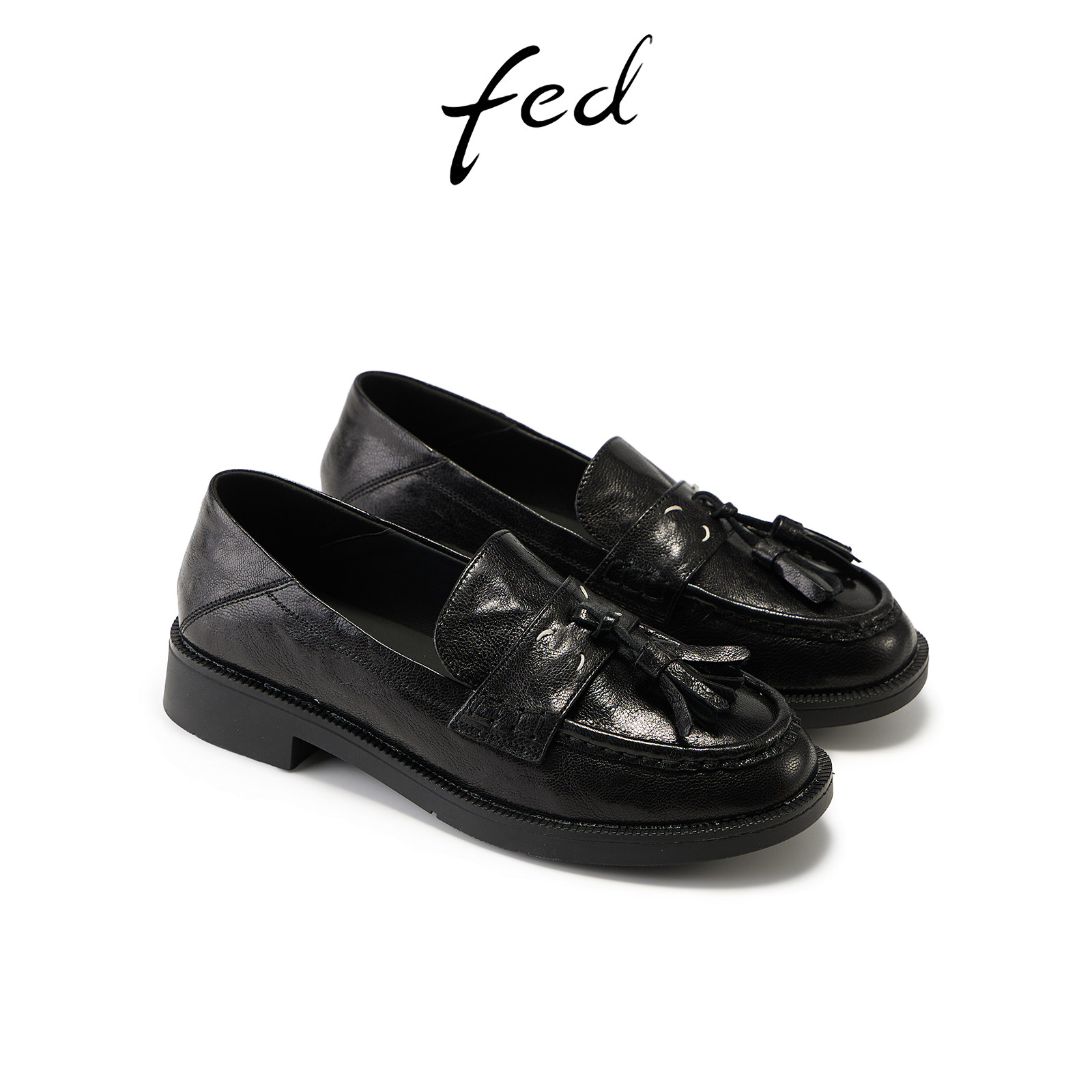 fed夏季粗跟流苏挂坠乐福鞋女