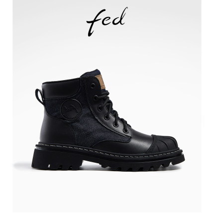 fed机车靴秋季新款女靴松糕马丁靴厚底短靴工装靴女R0909-ZCA201