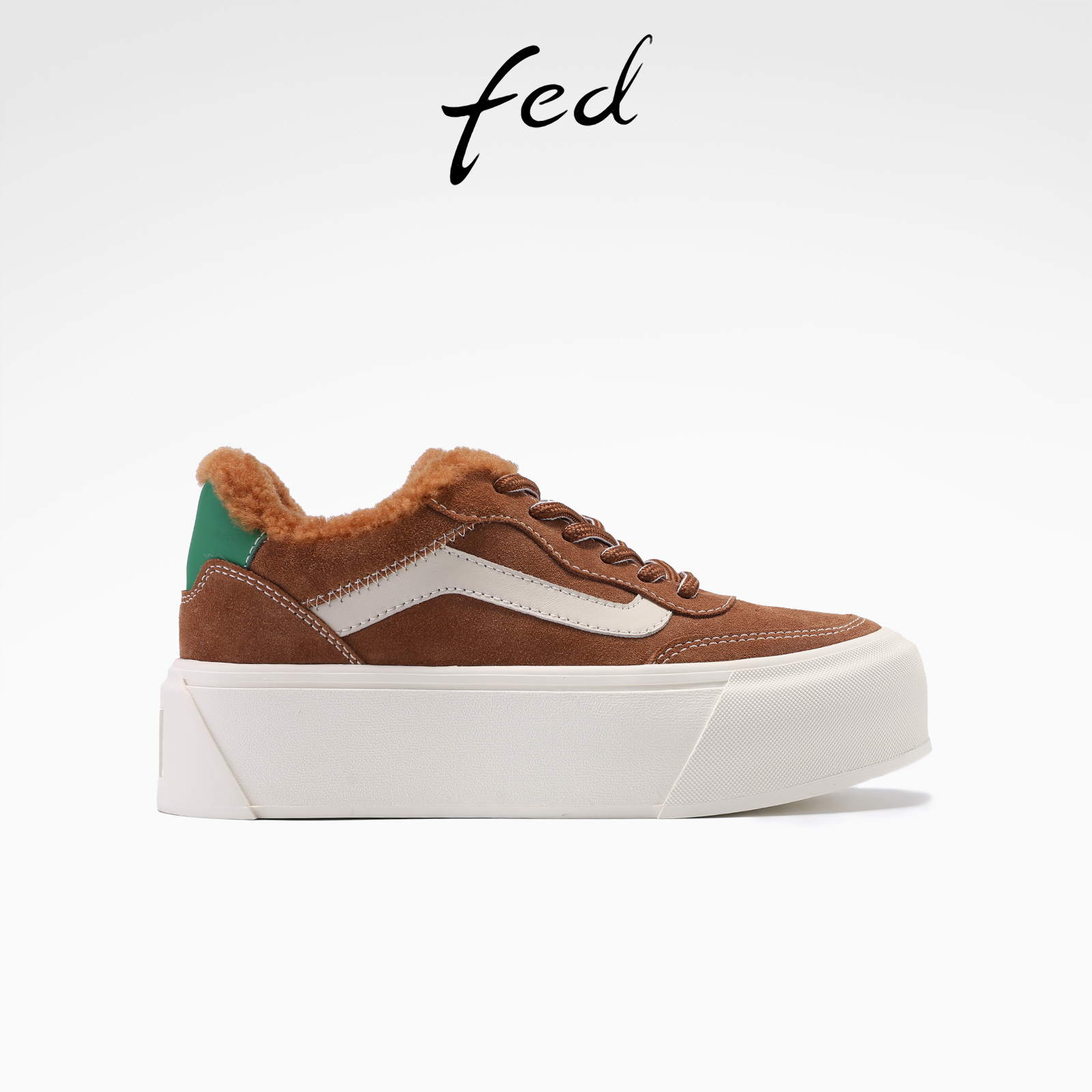 fed复古板鞋女冬季新款女鞋加绒休闲鞋增高厚底鞋女款S1013-YA152