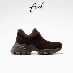 女鞋 加绒厚底鞋 毛毛休闲鞋 fed复古老爹鞋 S1114 新款 女款 YA213 冬季