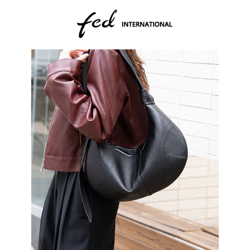 fed头层牛皮大容量真皮女包高级可调节HOBO包单肩包手提包BFA9420
