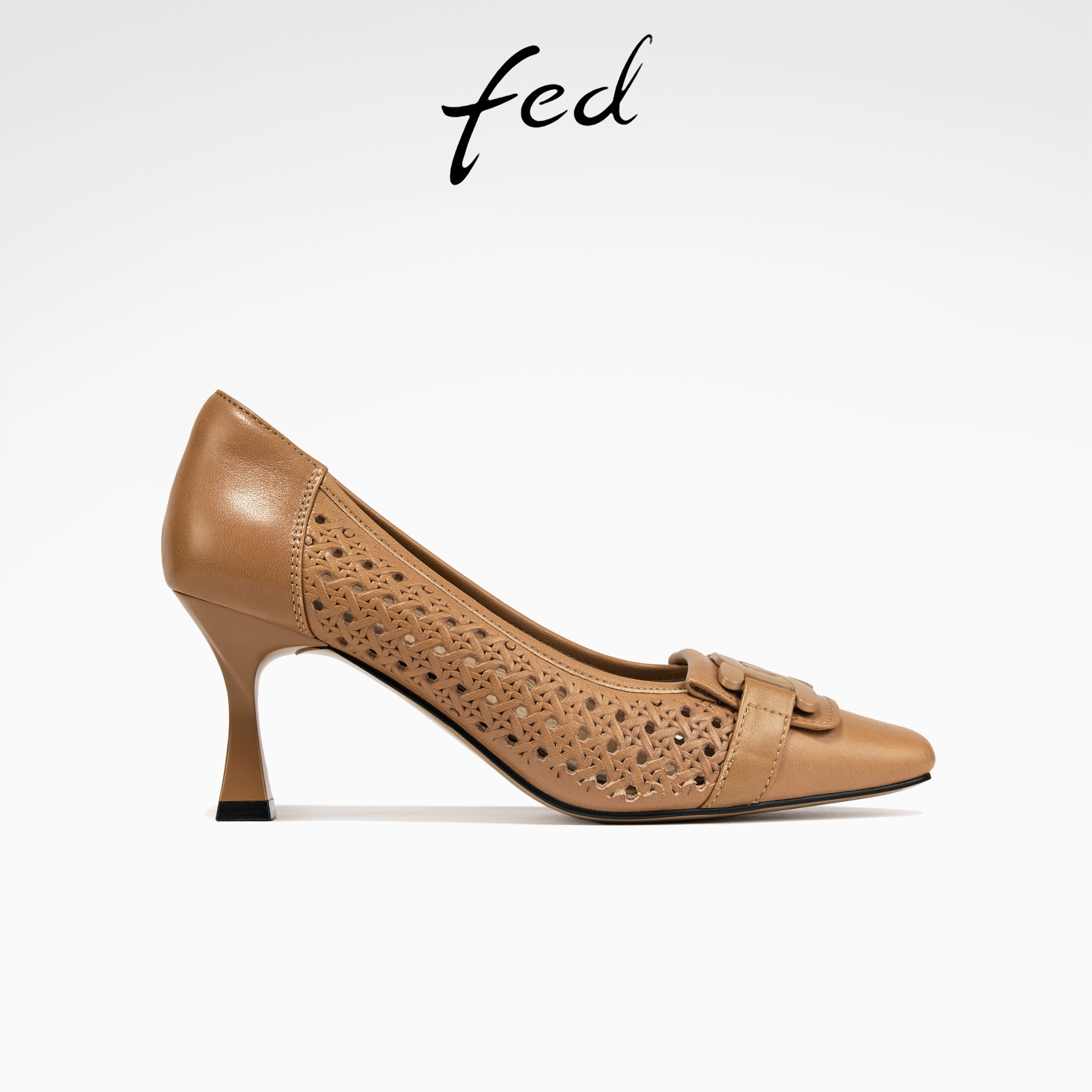 fed方头高跟鞋女春季新款女鞋细跟单鞋通勤真皮鞋女款S1118-ZC100