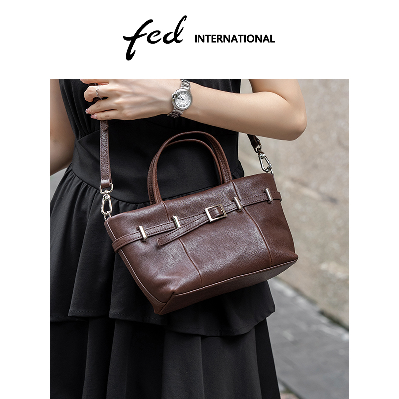 头层牛皮铂金包大容量单肩手提包