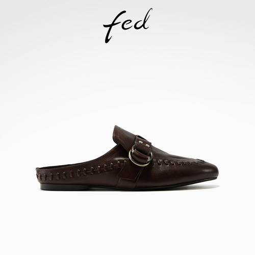fed醇铆循光凉拖春季新款女鞋休闲包头拖鞋复古穆勒鞋女款YA116