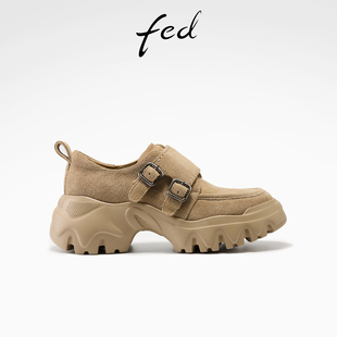 女鞋 新款 真皮单鞋 厚底松糕鞋 YAB003 fed英伦风乐福鞋 女S1107 春季