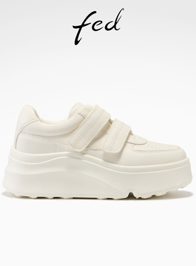 fed皎域启程厚底鞋女春季新款女鞋魔术贴小白鞋休闲板鞋女款ZC282