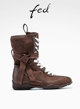 fed英伦风短靴冬季新款女靴时尚拳击靴反绒西部靴女S0905-ZCA382