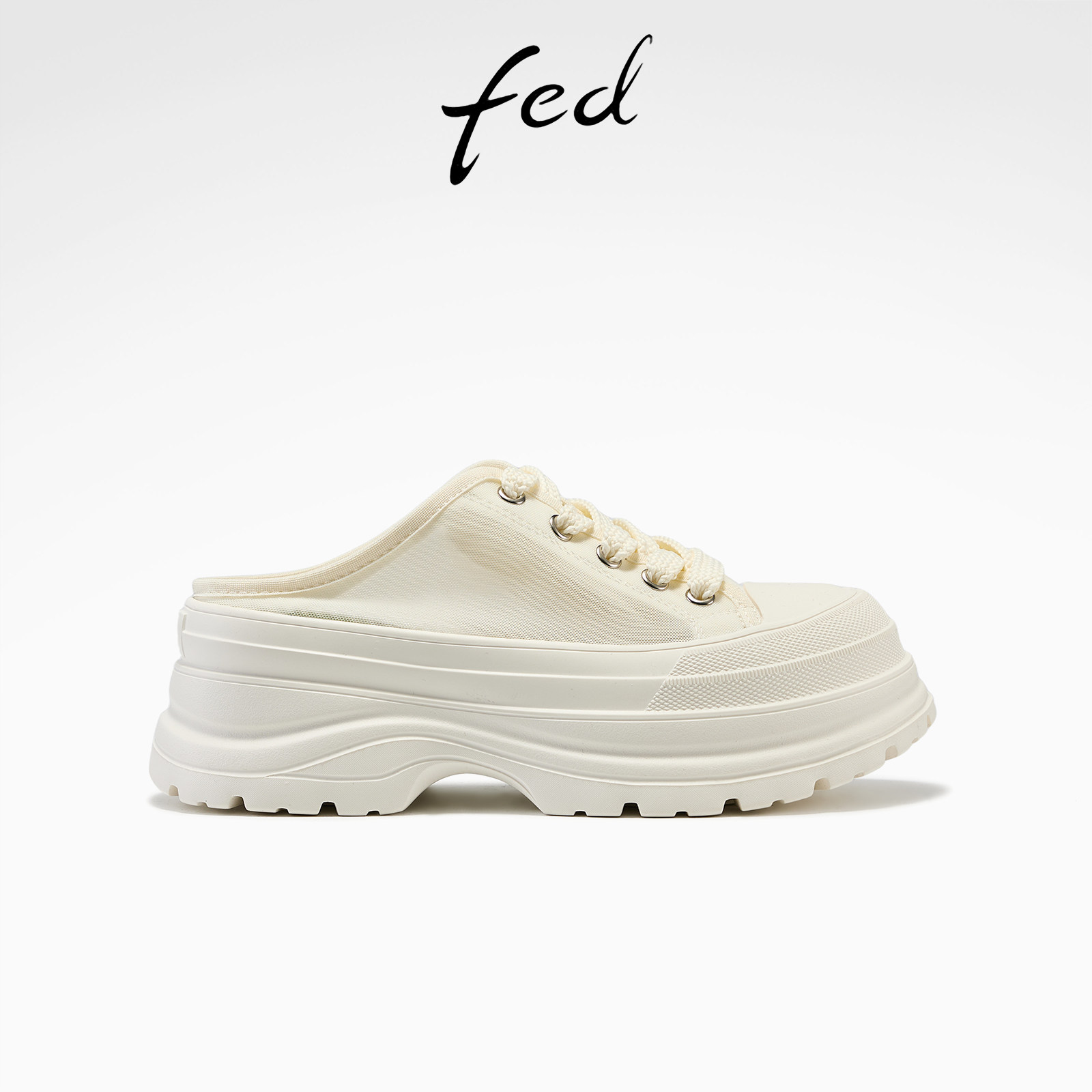 fed一脚蹬半拖夏季新款女鞋软糖时光增高鞋厚底小白鞋女款ZC333