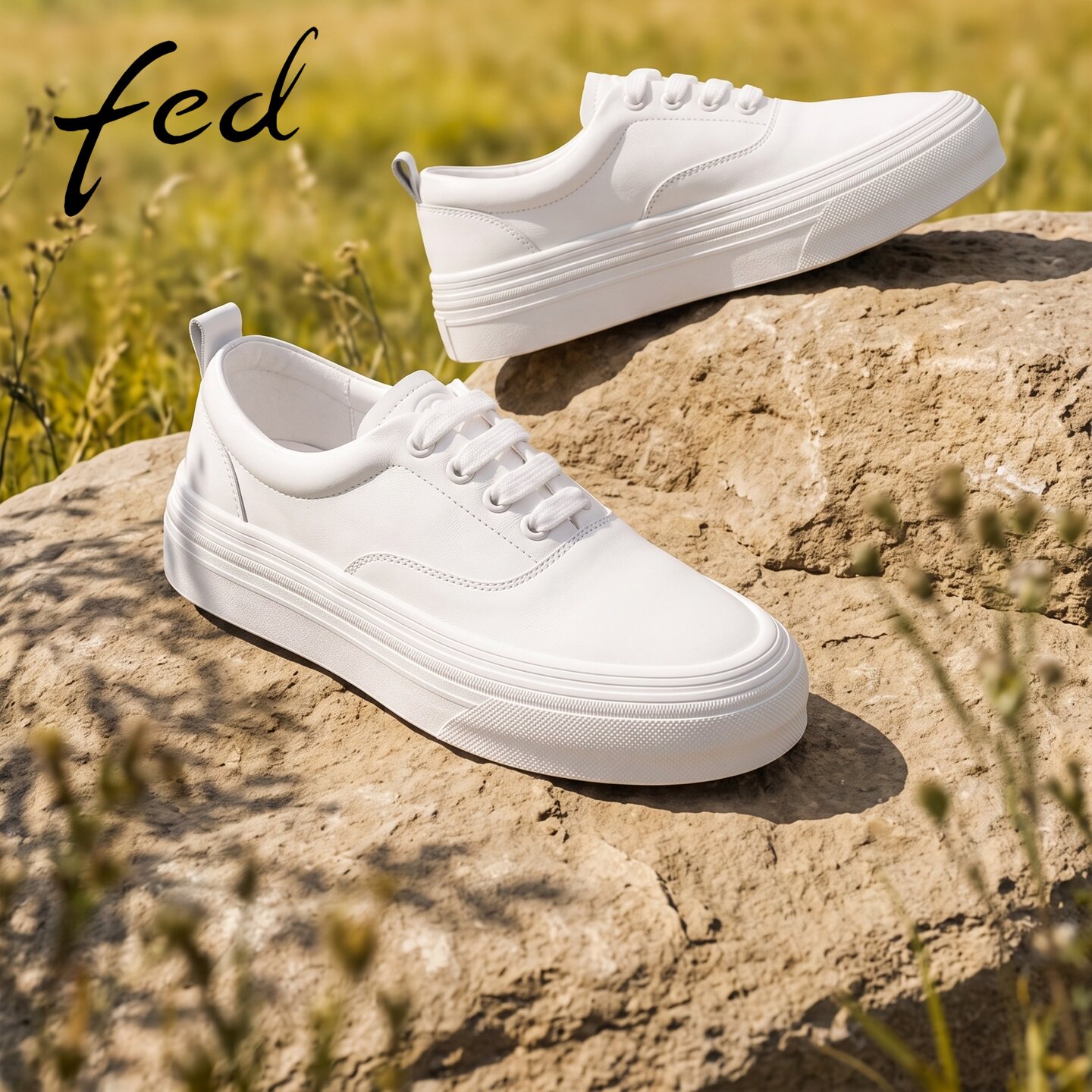 fed白色真皮软底不磨脚板鞋女