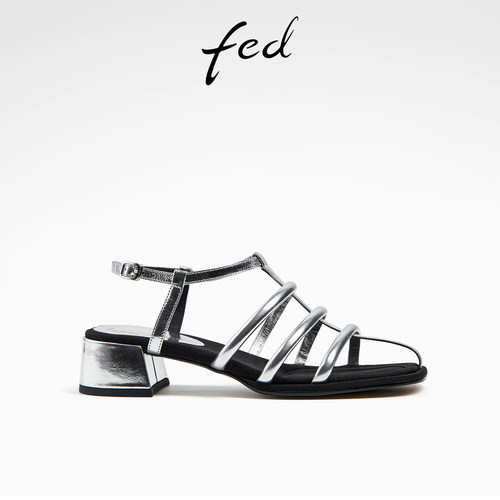 粗跟罗马凉鞋一字带沙滩鞋