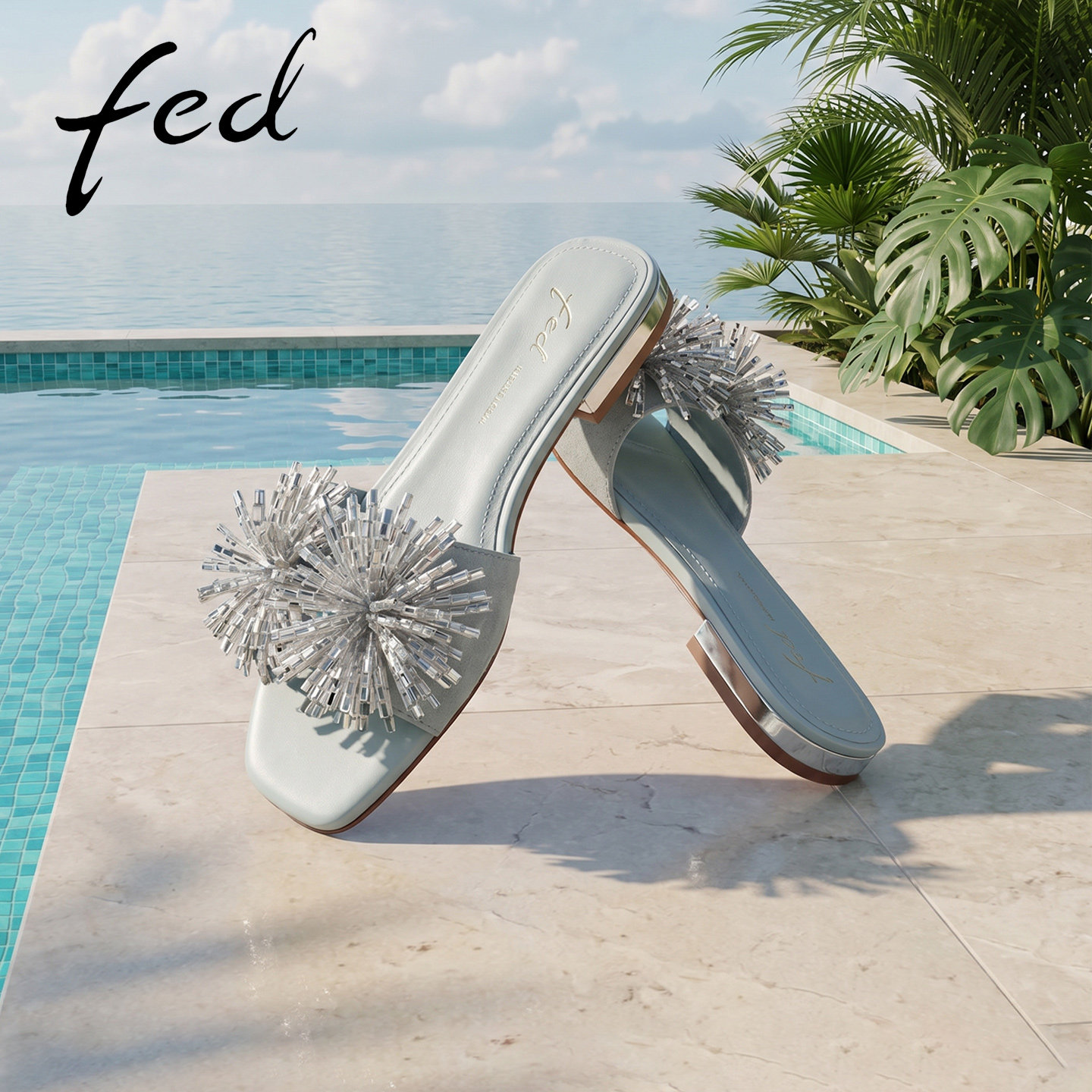 fed时尚露趾舒适透气一字拖