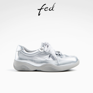 fed银色休闲鞋秋季新款女鞋芭蕾风运动鞋厚底鞋女款D0731-YAB098