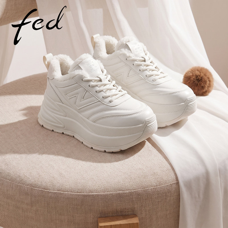 fed真皮厚底增高老爹鞋女款