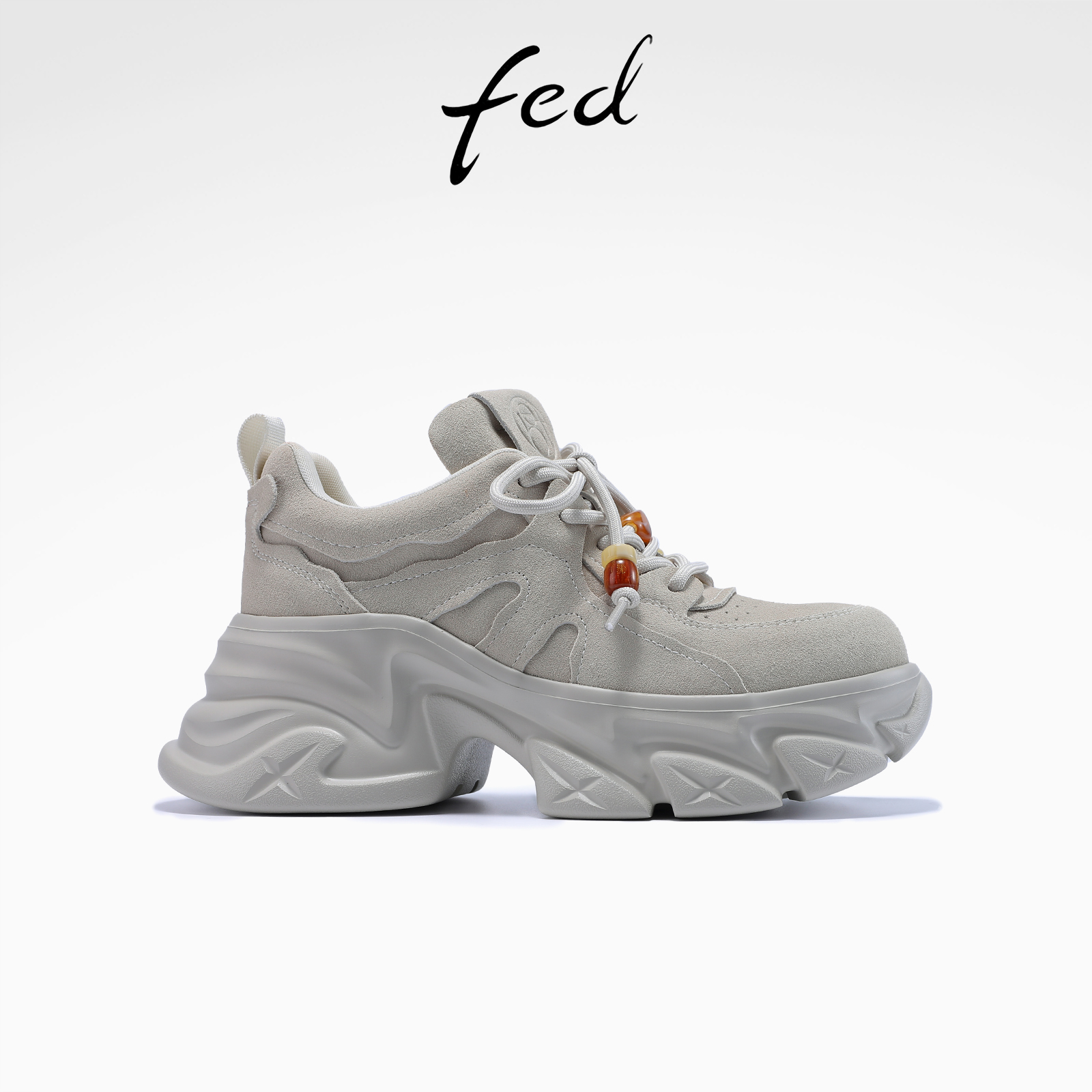 fed厚底老爹鞋秋季新款女鞋串珠休闲鞋通勤增高鞋女S0828-YAC892