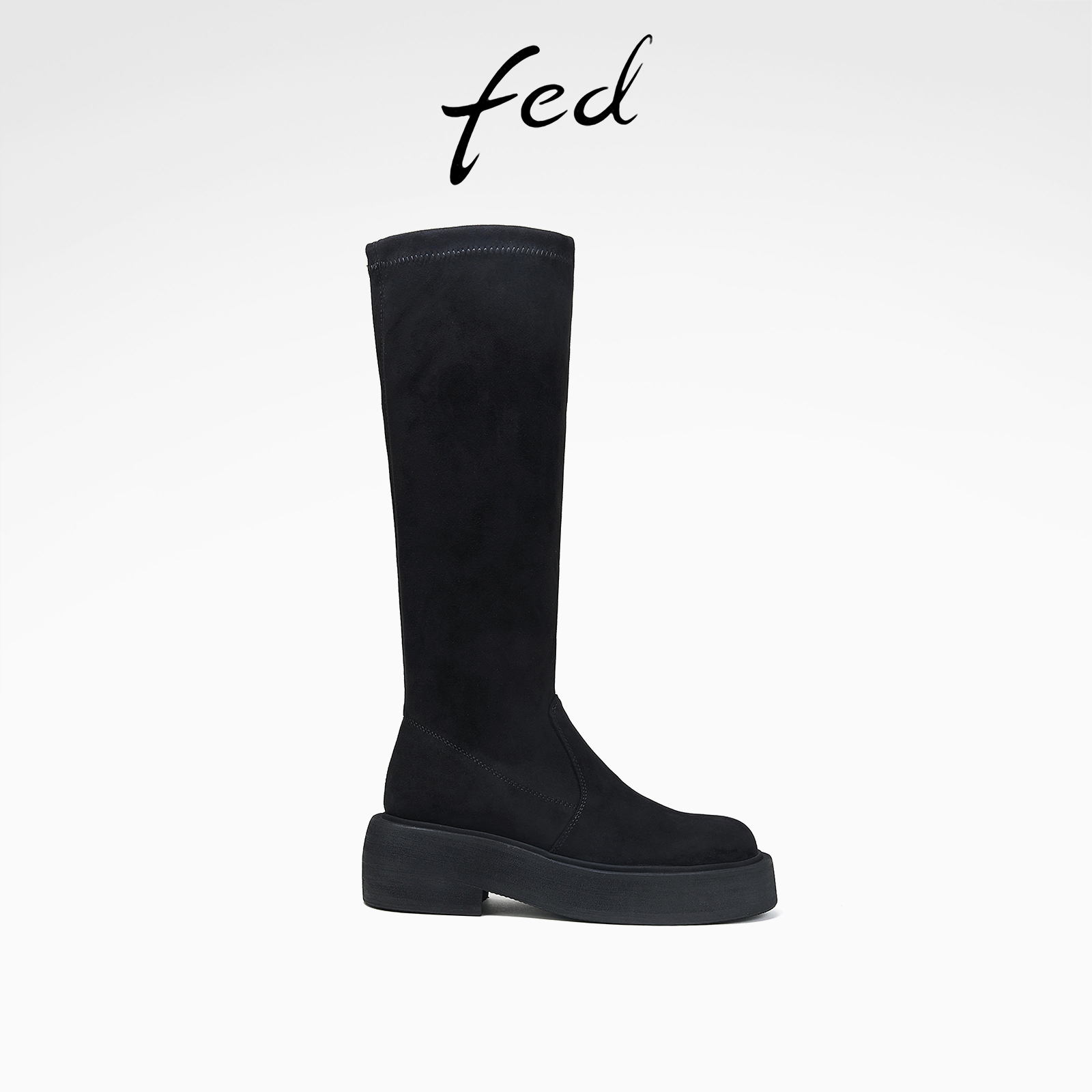 单里厚底弹力高筒瘦瘦靴艾芙伊迪