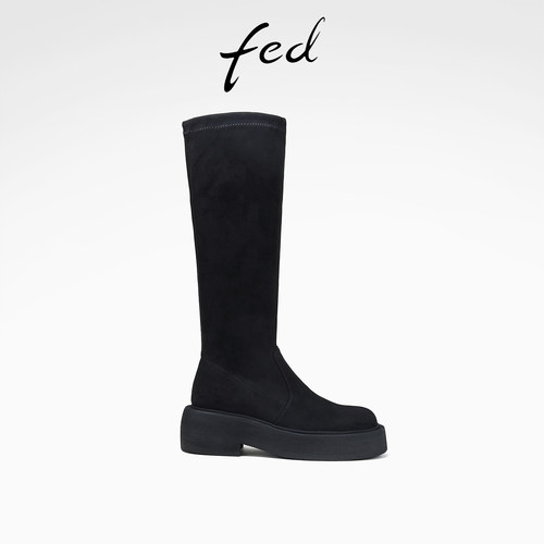 单里厚底弹力高筒瘦瘦靴艾芙伊迪