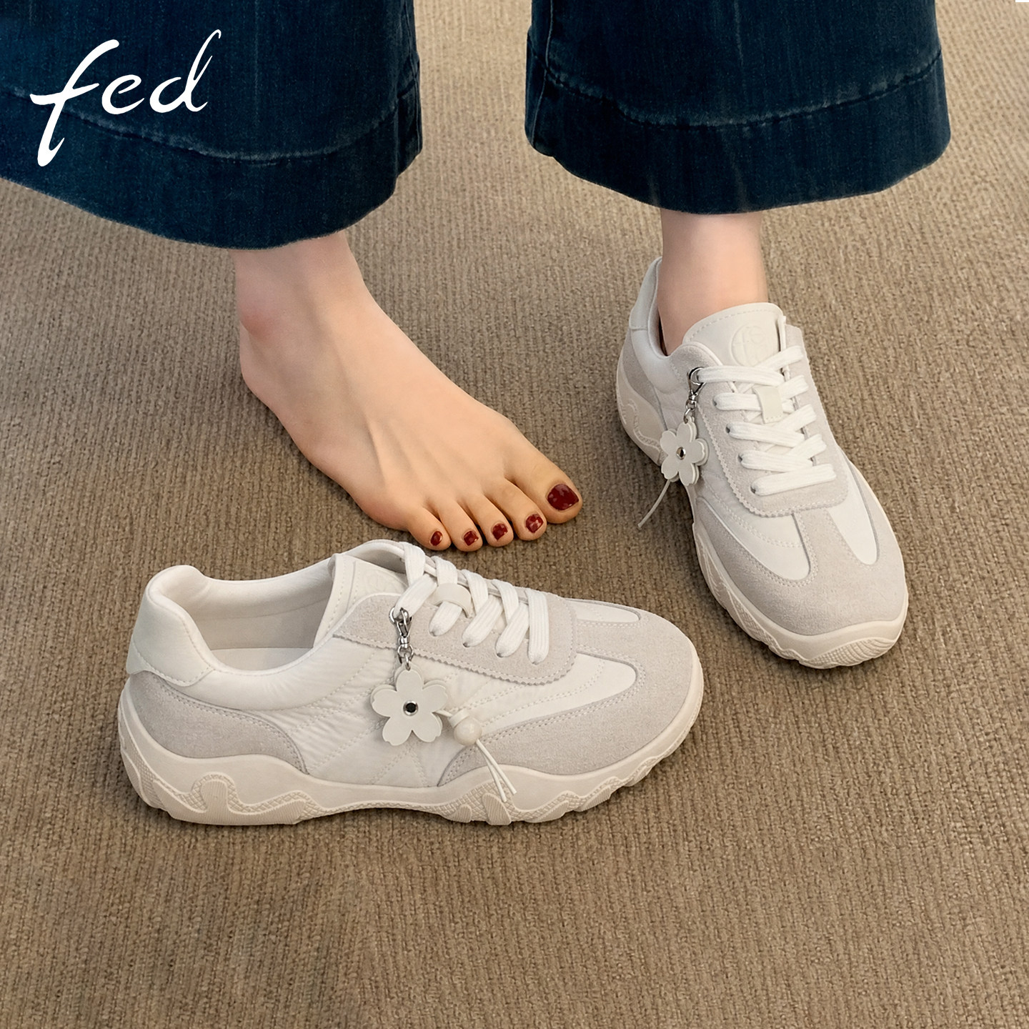 fed厚底增高软底德训女鞋休闲鞋