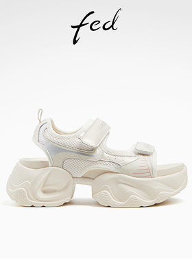 fed一字带休闲凉鞋夏季新款女鞋松糕厚底沙滩凉鞋女D0428-ZCA579