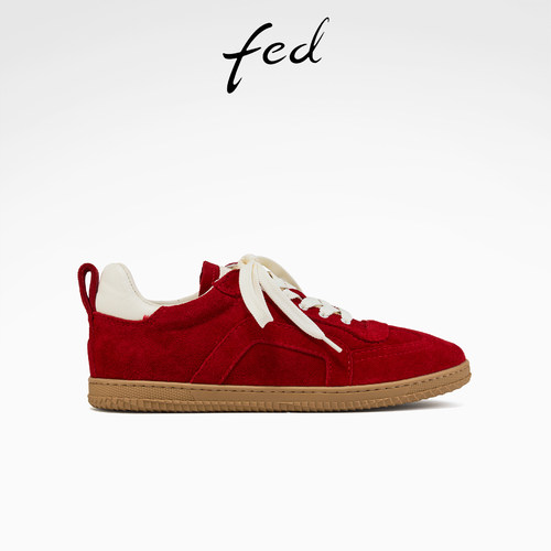 fed红色德训鞋女春季新款女鞋轻便板鞋平底休闲鞋女款S0225-YA025