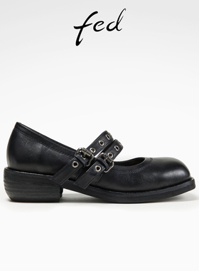 【水洗马皮】fed方头小皮鞋春季新款女鞋玛丽珍鞋女款D1128-ZF095