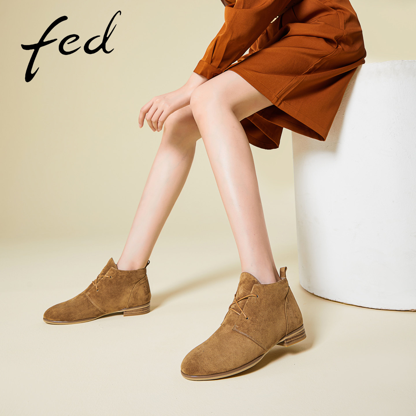 fed日常短靴女秋季新款女靴低帮