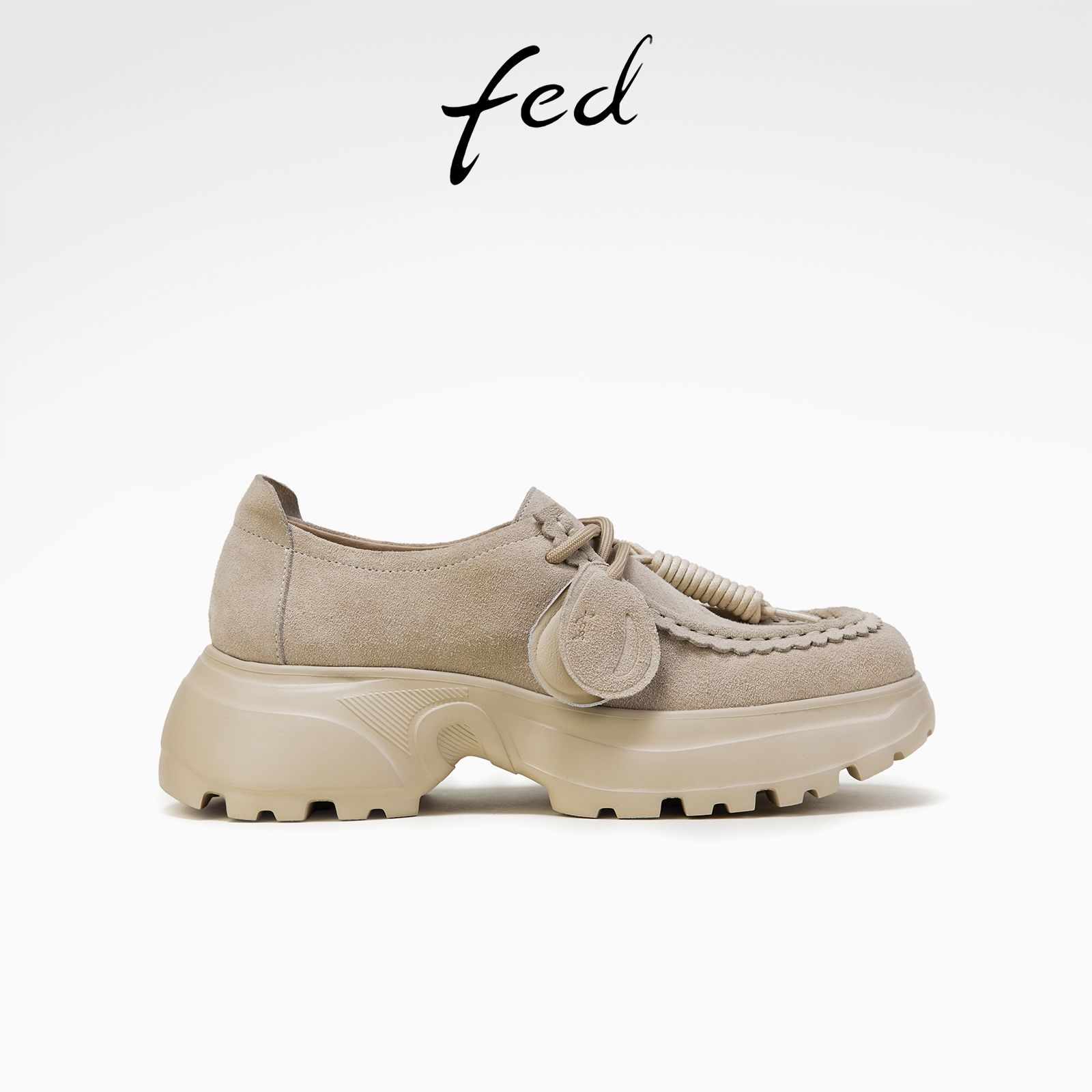 fed松糕单鞋春季新款女鞋增高袋鼠鞋休闲乐福鞋女款D1220-YAB006