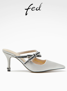 fed尖头高跟鞋夏季新款女鞋时尚蝴蝶结水钻高跟凉鞋R0512-ZFB016
