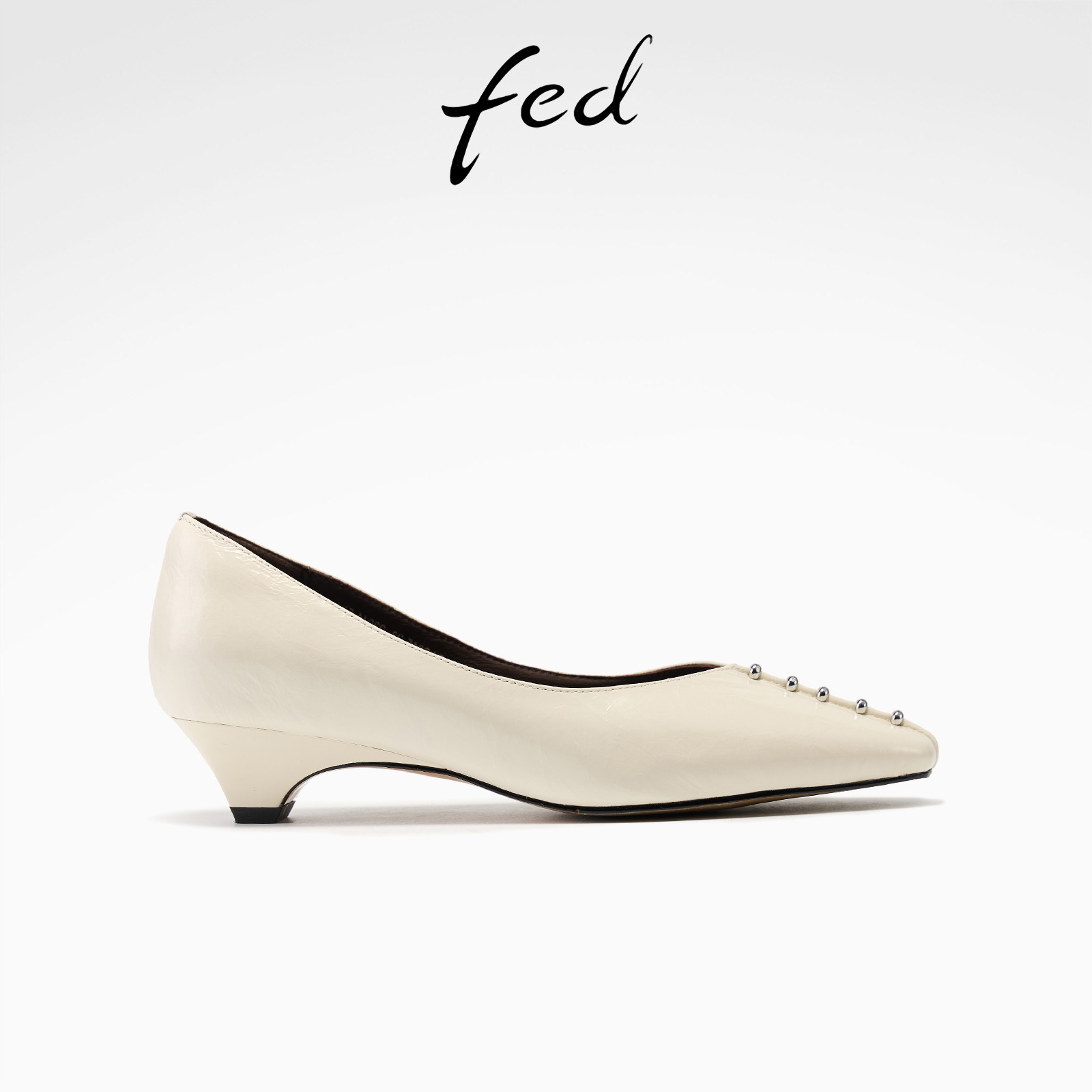fed方头高跟鞋女春季新款女鞋素雪星迹单鞋白色通勤鞋女款CAB015,女鞋,浅口单鞋,淘宝优惠券,粉丝福利购,淘宝优惠卷