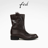 水洗牛皮 D1015 fed英伦风短靴冬季 女靴西部靴女款 ZFA209 新款