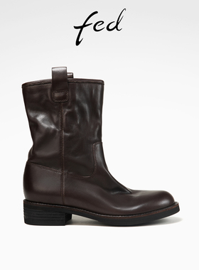 【水洗牛皮】fed英伦风短靴冬季新款女靴西部靴女款D1015-ZFA209