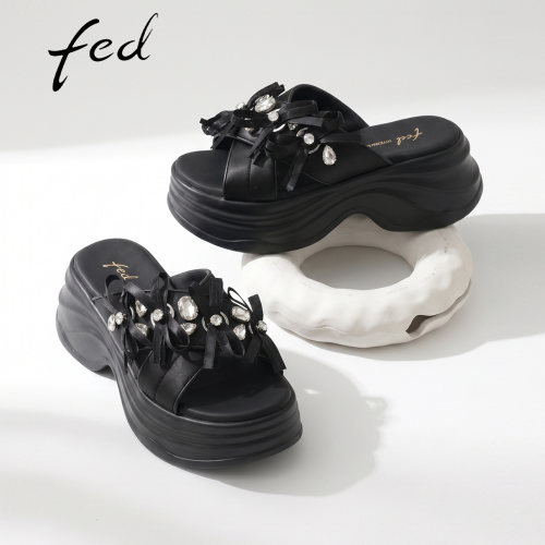 fed厚底拖鞋女一脚蹬增高凉拖