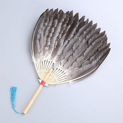 新款小巧鸡毛扇子羽毛扇活动中老年夏季文化家用老年人长柄纯白19