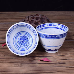 传统怀旧中式 杯子茶杯陶瓷家用景德镇青花瓷釉下彩中式 餐厅白