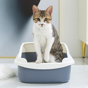 防外溅猫厕所幼猫屎盆猫咪用品 家用塑料加厚加大号猫砂盆半封闭式