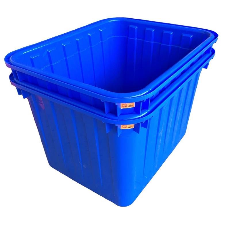 300升白色水箱带轮胶框塑料箱带脚轮运输物料箱周转箱带轮收纳筐