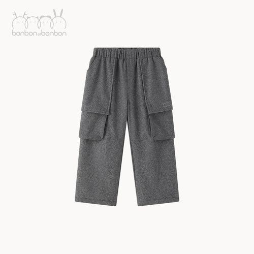 bonbon et bonbon儿童男温暖加绒羊毛直筒裤秋冬款