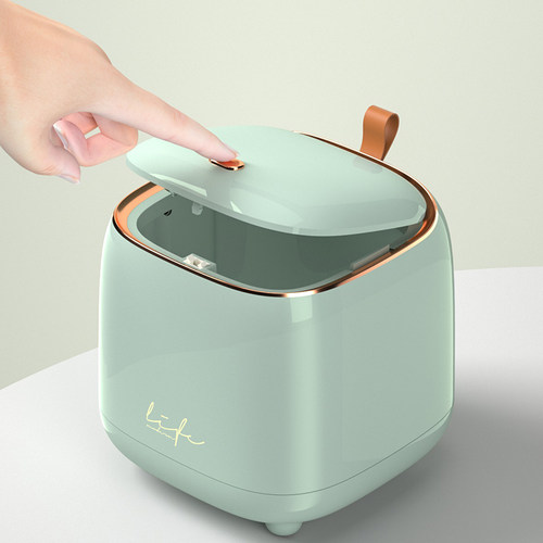 恒暖桌面垃圾桶轻奢风按压式开盖