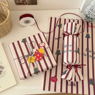 圣诞节氛围感礼物包装雪梨纸平安夜打包苹果纸烘焙内衬装饰纸ins