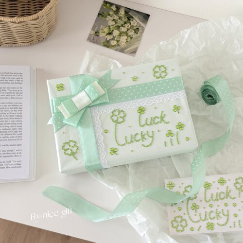 Luck for you~幸运四叶草绿色珠光雪梨纸创意古早味礼物送好友ins