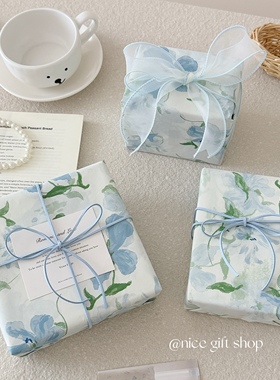 浪漫蓝色海棠雪梨纸~ins风花艺包装纸节日礼物包装纸生日纸送闺蜜