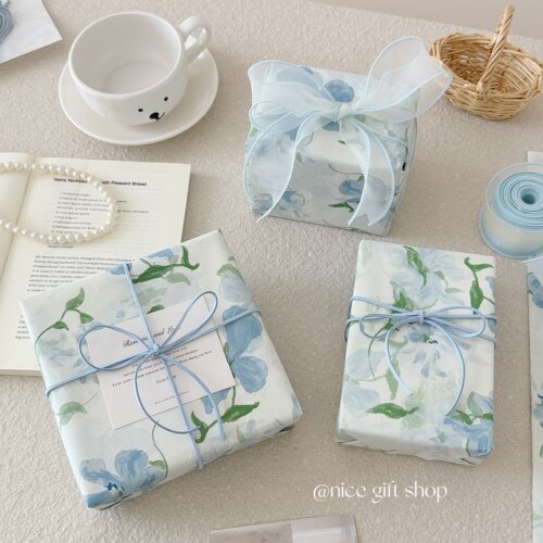 浪漫蓝色海棠雪梨纸~ins风花艺包装纸节日礼物包装纸生日纸送闺蜜