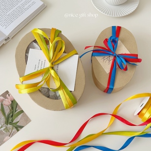 饰带 彩带花艺装 彩虹涤纶丝带 ins创意多色涤纶丝带桶节日礼物包装