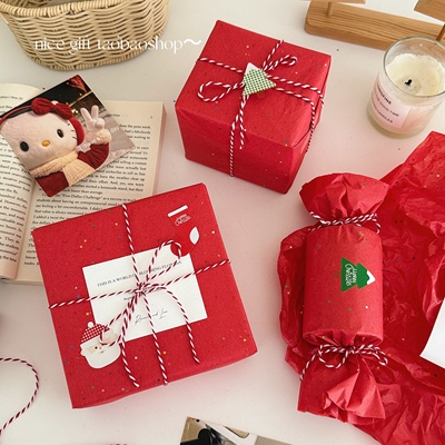 红色氛围感亮片雪梨纸高颜值圣诞节礼物包装纸ins风平安夜苹果纸