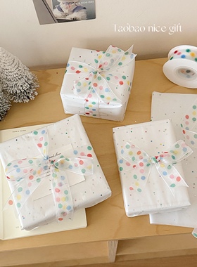 Nice gift闪闪白色亮片雪梨纸节日礼物装饰纸彩色波点拍照背景纸