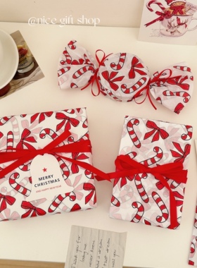 圣诞节红色系雪梨纸蝴蝶节拐杖棒棒糖礼物包装纸烘焙打包内衬纸