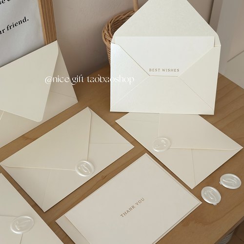 温柔米色珠光信封贺卡套装ins高颜值手写祝福语表白信笺婚礼请柬